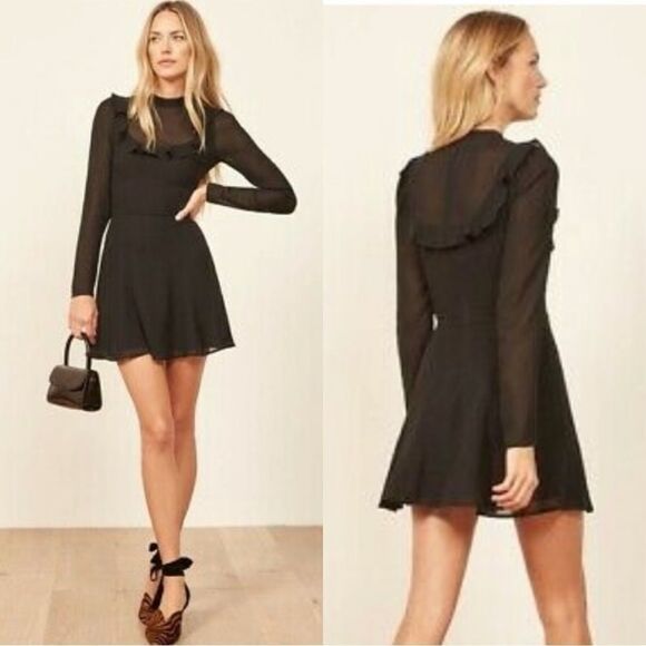 Reformation Spark Mini Black Dress Size 0 - Picture 1 of 10